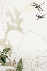 Leafy dragonfly frame design vector