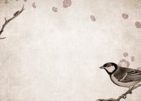 Talgoxe great tit on a grunge brown background vector