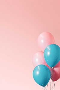 Pink and blue balloons poster design