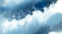 Stormy blue ocean in water color banner