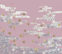Maple leaves in Tatsuta river vintage illustration vector, remix from original artwork.