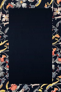 Floral patterned rectangle frame on a black background vector