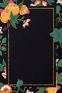 Floral patterned rectangle frame on a black background vector 