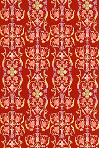 Red floral patterned background design vector