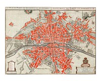 Paris Map in Dutch vintage illustration by Guillaume Delisle. Digitally enhanced by rawpixel.