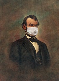 Abraham Lincoln wearing a surgical mask public domain remix