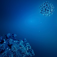 Coronavirus cell contamination on blue background