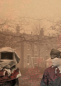 Vintage protective suits from the Spanish flu pandemic background
