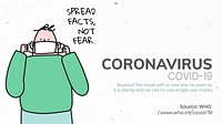Spread facts, not fear coronavirus pandemic social template source WHO vector