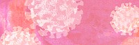 Coronavirus under a microscope on a pink background illustration