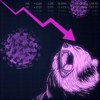 Economic impact and decrease due to coronavirus pandemic background illustration