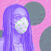Woman wearing a face mask to prevent coronavirus infection background