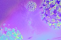 Coronavirus under a microscope on a purple background illustration