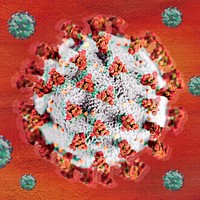 Coronavirus cells under the microscope background