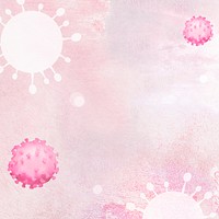 Coronavirus under a microscope on a pink background illustration