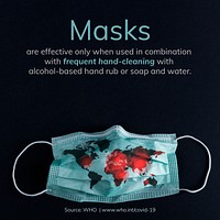 Wear a mask to protect yourself from the coronavirus awareness message template source WHO vector