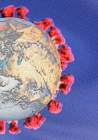 Coronavirus cell with planet earth pattern social template illustration