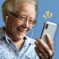 Elderly woman learning to use social media during coronavirus pandemic