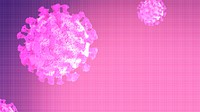 Pink coronavirus cells under microscope background