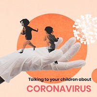 Kids running safely during coronavirus pandemic background vector