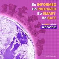 Coronavirus contaminated world and WHO advice on the COVID-19 crisis illustration vector social ad