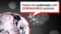 Follow the outbreaks with coronavirus updates social template vector