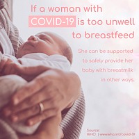 Unwell mom and breastfeeding during COVID-19 social template source WHO vector