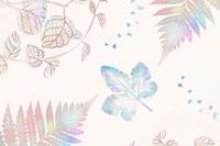 Holographic fern leaves patterned background