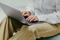 Woman working from home on her laptop