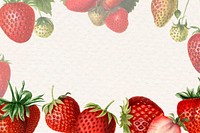 Hand drawn natural fresh strawberry frame vector