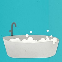 Paper craft bubble bathtub on a blue background