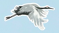 Vectorized red-crowned crane bird sticker with a white border
