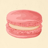Vectorized hand drawn pink macaron sticker design resource