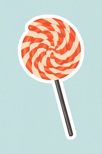 Vectorized hand drawn sweet lollipop sticker with a white border