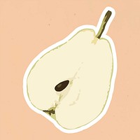 Vectorized pear sticker overlay with white border design resource