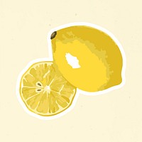 Vectorized yellow lemon sticker overlay with white border design resource