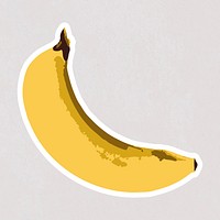 Vectorized banana fruit sticker overlay with a white border design element