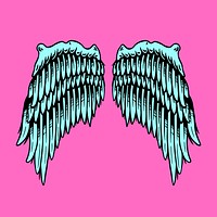 Turquoise wings sticker overlay vector