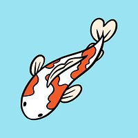 Koi carp fish sticker on blue background vector