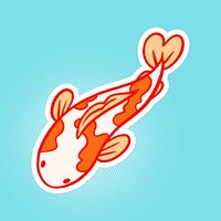 Cute cartoon Koi carp fish sticker with a white border