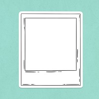 Instant photo frame outline sticker overlay on a turquoise background 