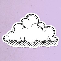 Cloud outline sticker overlay on a purple background