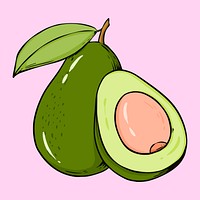 Vintage hand drawn avocado cartoon clipart