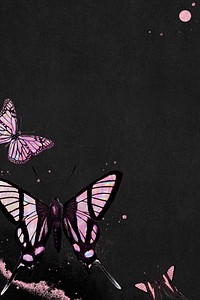 Pink holographic butterfly on a black background