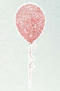 Glittery pink balloon sticker overlay with a white border design resource