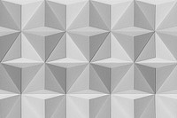 3D gray paper craft tetrahedron patterned background