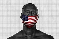 Black American man wearing a face mask during coronavirus outbreak mockup