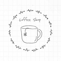 Coffee shop badge doodle style journal vector