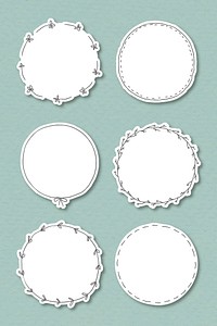 Leafy doodle journal sticker design element set vector