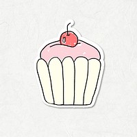 Cute cherry cupcake doodle style journal vector